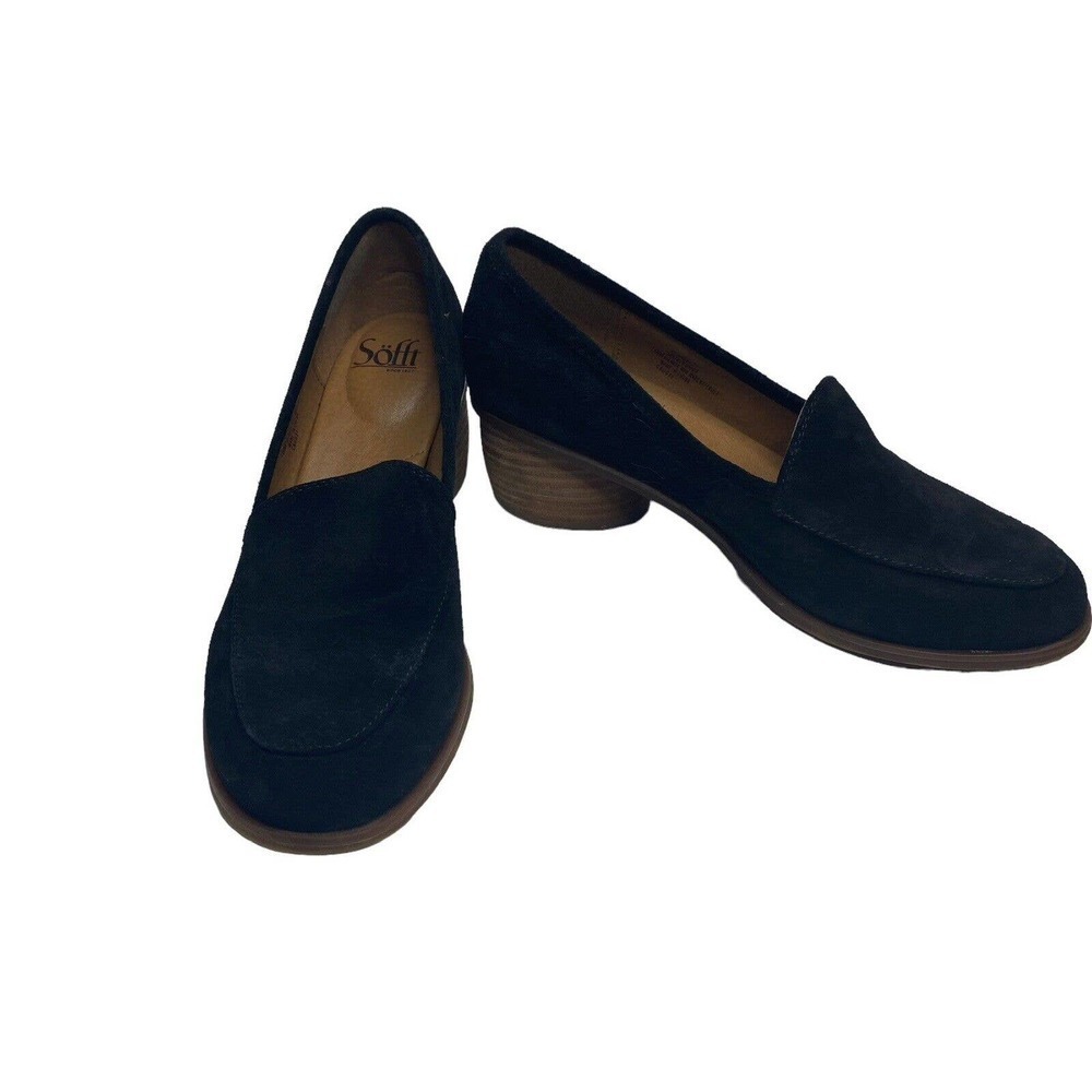Sofft Cassia Heeled Loafers Women's Size 10 M, Black Suede